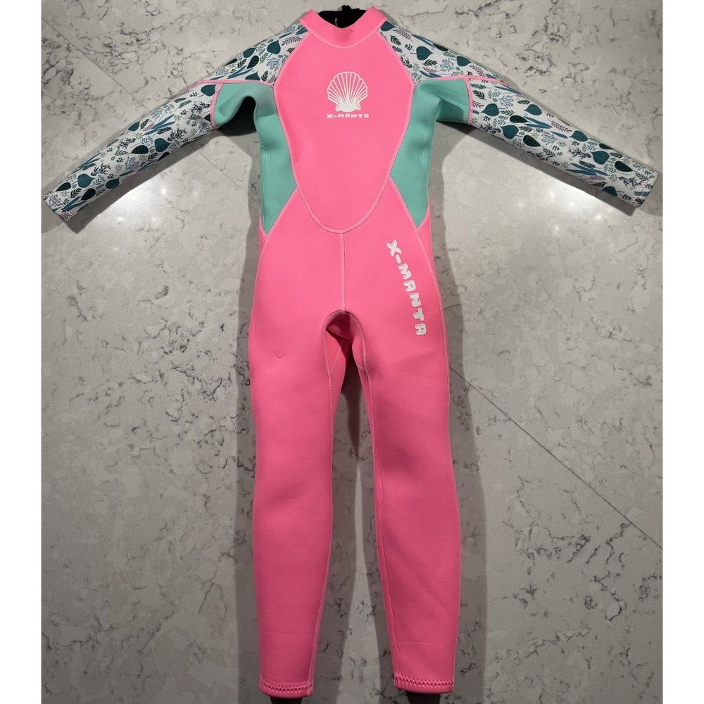 Dive & Sail X Manta Wetsuit Kids Girls XL Neoprene Pink Green Tropical Swim Surf